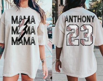 Comfort Colors® Baseball Mom Shirt, Custom Team Jersey Name & Number