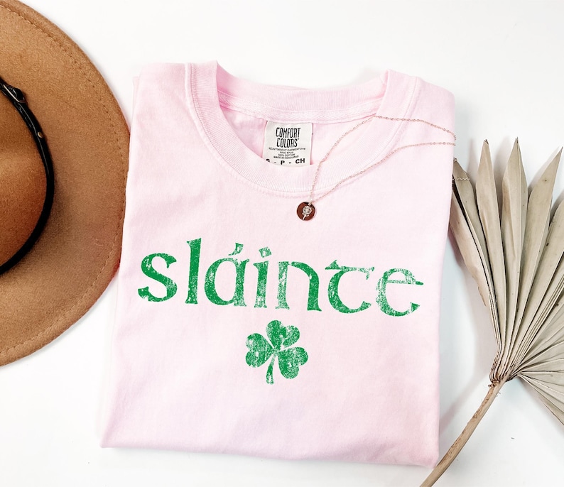 Comfort Colors® Retro Slainte Shirt, Womens Lucky Shirt, St Patricks Day Shirt, Shamrock Shirt, Cute Patricks Day Shirt, Funny Irish Shirt image 6