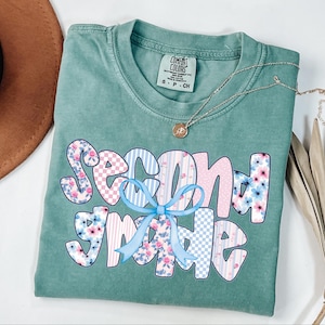Comfort Colors® Second Grade Teacher Shirt, Coquette Bow 2nd Grade Teacher Shirt, Second Grade Teacher Tshirt, Elementary Teacher Shirts