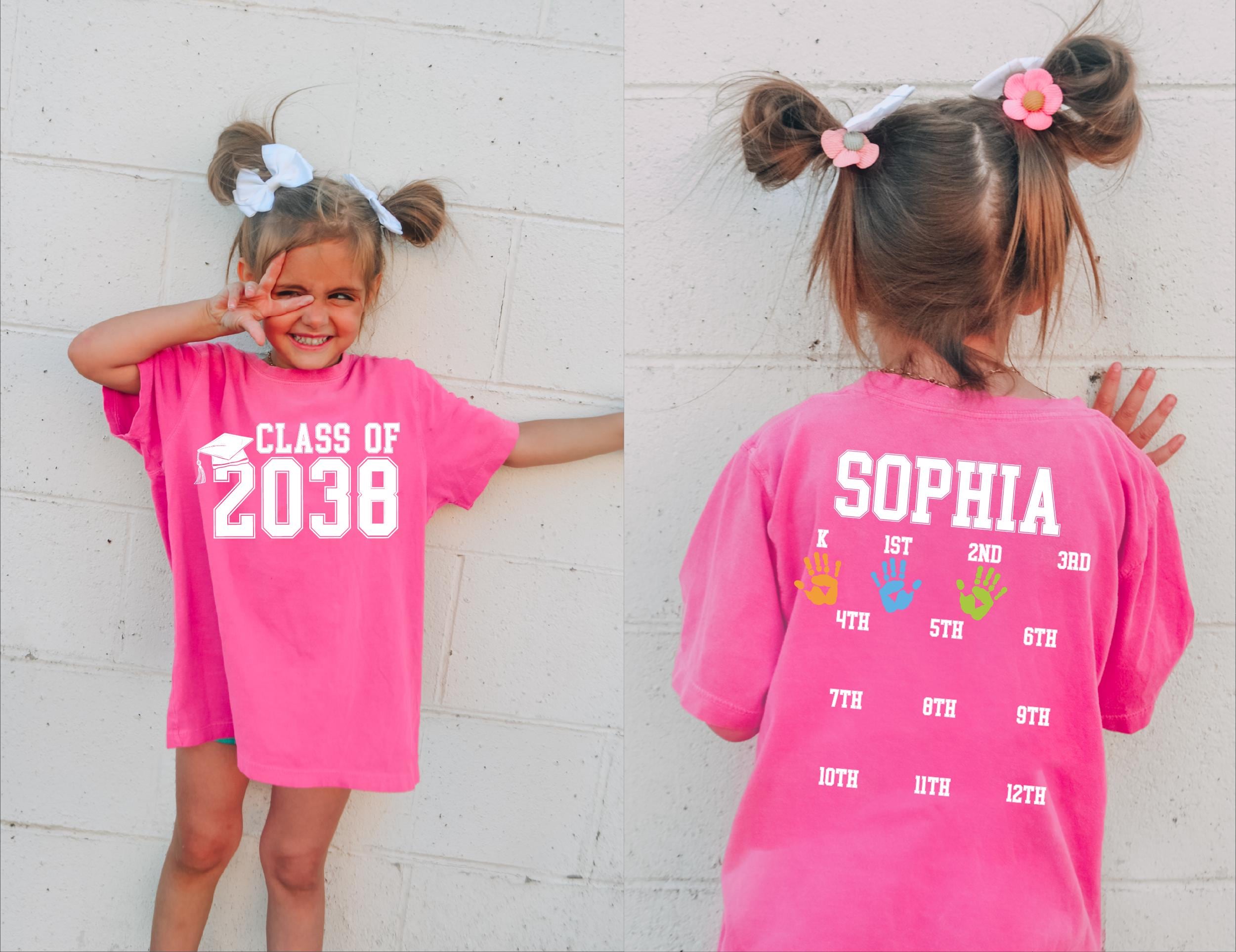 Comfort Colors® Class Of 2038 Handprint Shirt, 2039 Graduation Shirt, First Day of School Shirt, Grow With Me Shirt, Photo Day Shirt