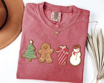 Comfort Colors® Cute Gingerbread Christmas Cookies Shirt : Womens Holiday Gift, Cookies Lover Gift, Xmas Graphic Tee