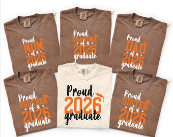 Comfort Colors® Orange Family Graduation Shirts 2026, Proud Mom Dad Grandma Shirt, Class of 2026 Shirt, Matching Family Graduation Outfit