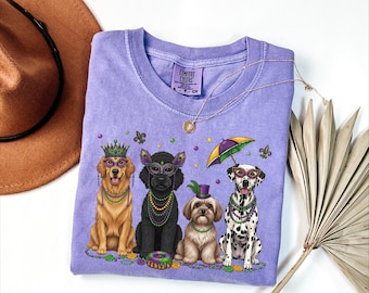 Comfort Colors® Mardi Gras Dogs Shirt, Dog Lover Mardi Gift, Carnival Shirt, Fat Tuesday Gift
