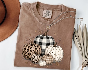 Comfort Colors® Leopard Pumpkin Season Shirt, Cute Pumpkin Patch Outfit, Fall Harvest Family Shirt