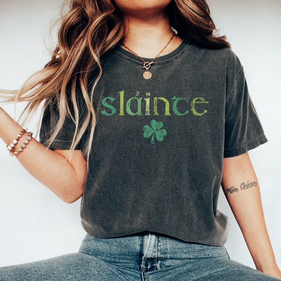 Comfort Colors® Retro Slainte Shirt, Womens Lucky Shirt, St Patricks Day Shirt, Shamrock Shirt, Cute Patricks Day Shirt, Funny Irish Shirt