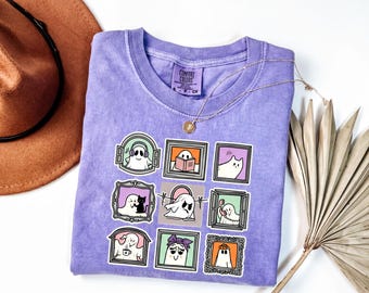 Comfort Colors® Little Ghosts Shirt, Books Lover Halloween T-Shirt, Spooky Season Vibes
