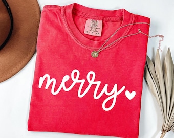 Comfort Colors® Merry Christmas Shirt : Cute Family Holiday Top Tee, Xmas Party Gift