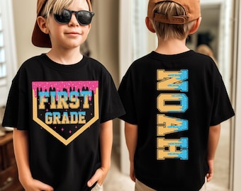 Comfort Colors® Custom Drip Ice Cream Shirt For Boys with Name & Grade, Back To School Shirt, Personalize Grade Shirt, First Day Of School