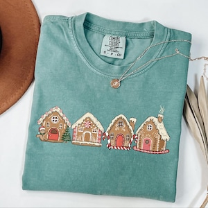 Comfort Colors® Cute Gingerbread Christmas Houses Cookies Shirt : Festive Holiday T-Shirt, Winter Outfit