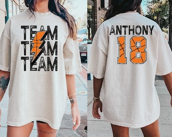 Comfort Colors® Basketball Team Name And Number Shirt, Basketball Mom Shirt, Basketball Team Shirt, Basketball Season, Basketball Game Day