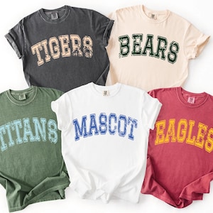 Comfort Colors® Custom Mascot Shirt, Team Name School Spirit Gift, Back to School T-Shirt, Game Day Tee