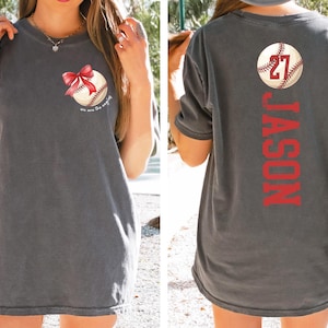 Comfort Colors® Custom Team Mascot Baseball Name & Jersey Number Shirt, Baseball Game Day Mama Shirt, Cute Baseball Mom Shirt, Cheer Mom Tee