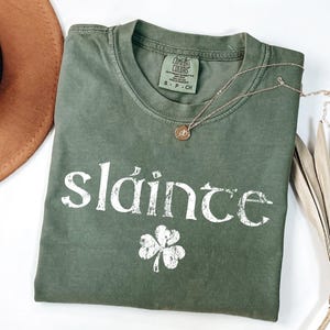 Comfort Colors® Retro Slainte Shirt, Womens Lucky Shirt, St Patricks Day Shirt, Shamrock Shirt, Cute Patricks Day Shirt, Funny Irish Shirt image 2