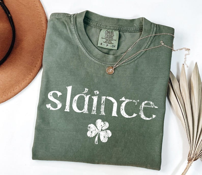 Comfort Colors® Retro Slainte Shirt, Womens Lucky Shirt, St Patricks Day Shirt, Shamrock Shirt, Cute Patricks Day Shirt, Funny Irish Shirt image 2