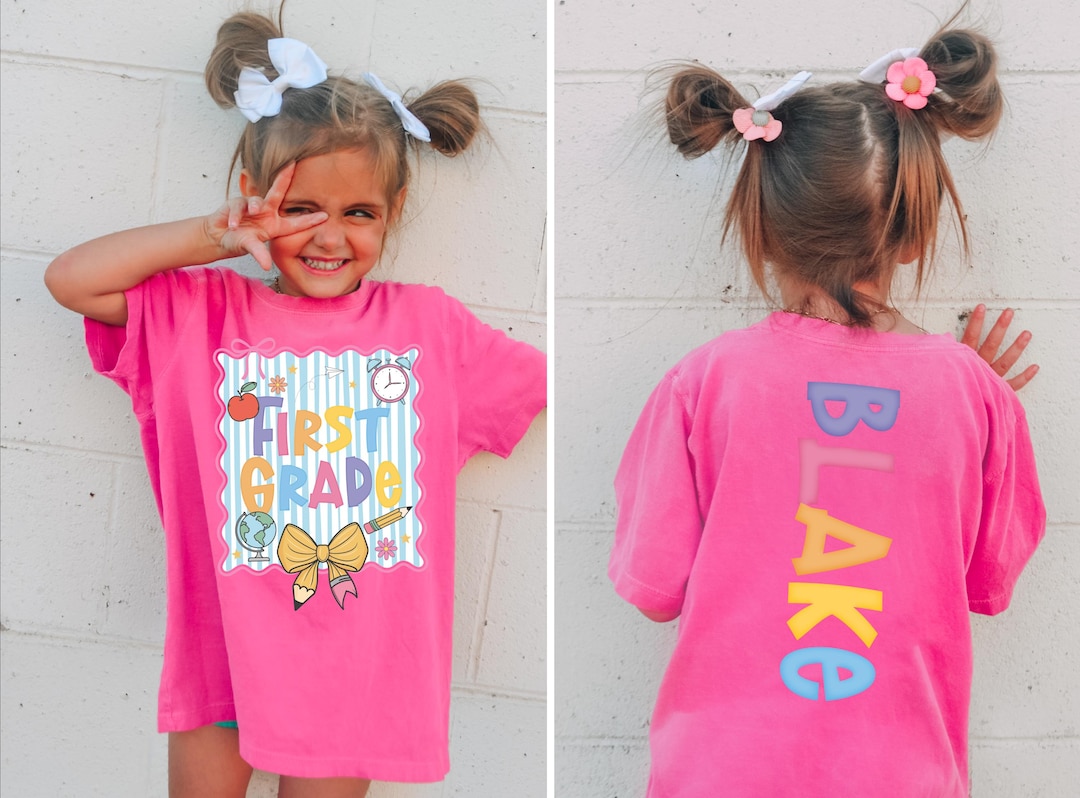 Comfort Colors® Custom Kids Name With Grade Shirt, Kids Back to School Shirt, First Day Of