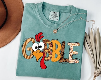 Comfort Colors® Gobble Shirt, Cute Thanksgiving Turkey Shirt, Matching Thanksgiving Shirt, Family Thanksgiving Shirt, Womens Thanksgiving