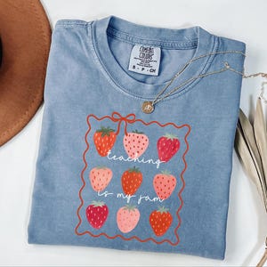 Comfort Colors® Strawberry Teach Shirt, Teaching Is My Jam, Cute Teacher Shirt, Back to School Shirt, Team Elementary School Teacher Shirt