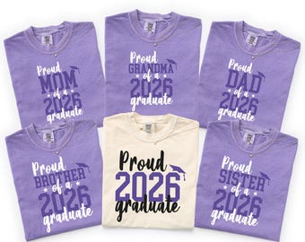 Comfort Colors® Purple Family Graduation Shirts 2026, Proud Mom Dad Grandma Shirt, Class of 2026 Shirt, Matching Family Graduation Outfit