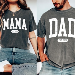 Comfort Colors® Mama and Dad Shirts, New Dad Shirt, Gift for New Mom, Pregnancy Announcement Shirts, Christmas Gift For Mom and Dad