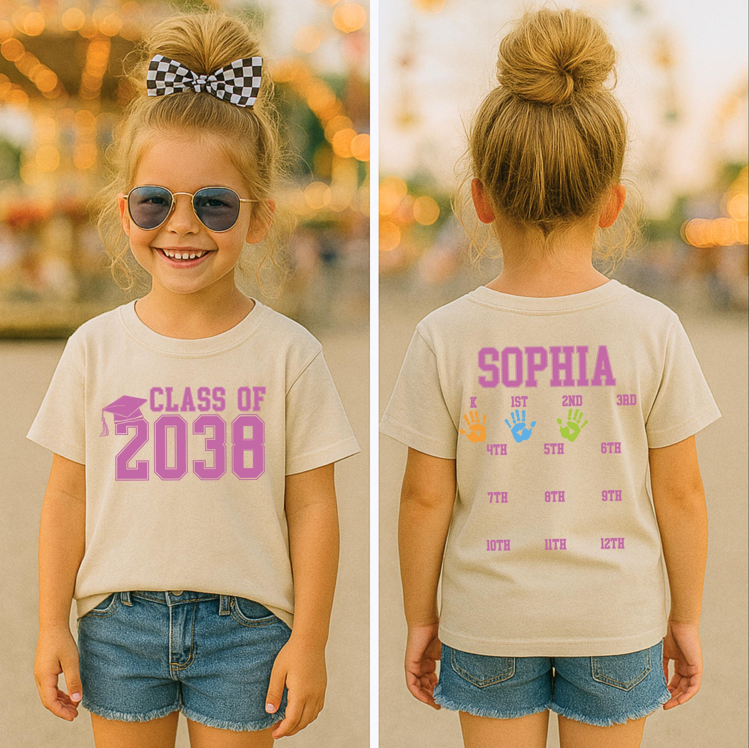 Comfort Colors® Class Of 2038 Handprint Shirt, 2039 Graduation Shirt, First Day of School Shirt, Grow With Me Shirt, Photo Day Shirt