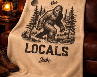 Respeta a los locales Sasquatch Manta, manta personalizada de Bigfoot, decoración acogedora para la cueva del hombre, regalo para amantes de Bigfoot