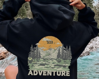 Retro Mountain Hoodie, Nature Lover Hoodie, Hiking Hoodie, Adventure Sweatshirt, Camping Hoodie, Outdoors Graphic Hoodie, National Park Gift