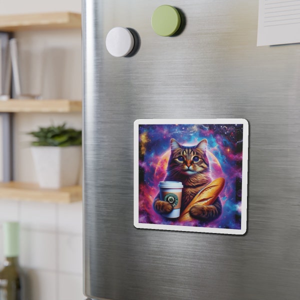 Funny Magnets, Kitchen Magnets, Cat Magnet, Galaxy Cat, Cat Lover Gift, Funny Gift For Friends, Meowbucks Galaxy Cat, Food Magnet