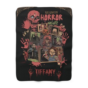 Custom Horror Movie Sherpa Blanket, Halloween Gift image 6