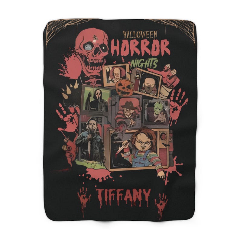 Custom Horror Movie Sherpa Blanket, Halloween Gift image 6