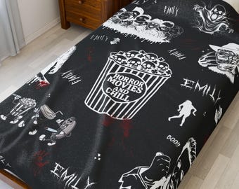 Personalisierte Horror Movie Night Velvet Plüschdecke: Horror Lovers Geschenke