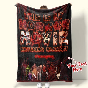 Personalized Horror Movie Blanket, Custom Name Blanket, Scary Movie Blanket, Ghostface Horror movie lover gift, Bestfriend Gift under 50