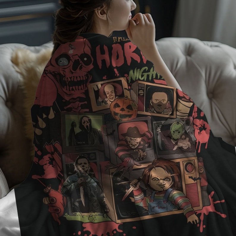 Personalized Horror Movie Blanket, Custom Scary Movie Blanket, Horror ...