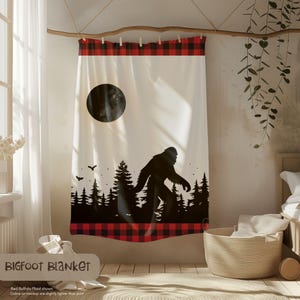 Bigfoot Blanket, Sasquatch Blanket, Bigfoot Gifts, Bigfoot Decor, Soft Cozy Fleece Blanket, Yeti Gift, Velveteen