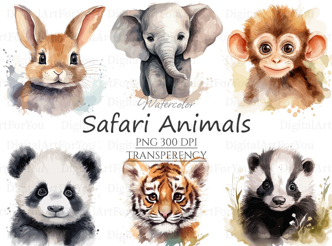 Safari Baby Animals 20pc PNG & SVG Safari Animals Clipart Transparent