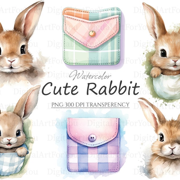 Bunnies in Pocket 20pc PNG & SVG Bundle | Bunnies PNG | Commercial Use | Bunny Clipart | Rabbit Clipart | Baby Bunny Png | Printable Bunny