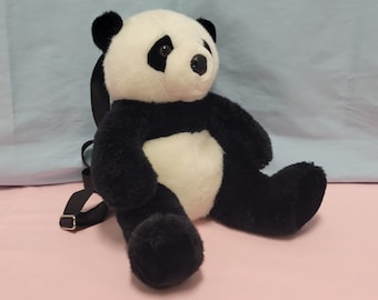 Realistic Panda Bear Plush Pack Backpack