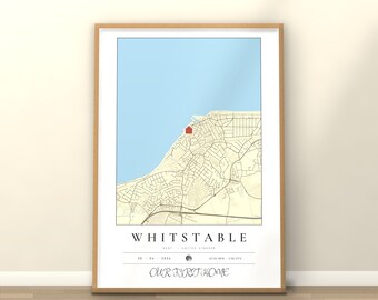 Gepersonaliseerde stadsplattegrond, alle formaten mogelijk, elke stad of plaats, gepersonaliseerde kaartposter, cadeau voor een nieuw huis, de plek waar we elkaar ontmoetten, digitale download