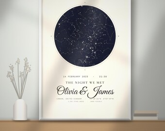 Custom Star Map Print, All Sizes Included, Night We Met Gift, Personalised Night Sky Poster, Anniversary Gift, Digital Download