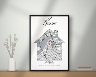 Plattegrond van je nieuwe huis, alle formaten beschikbaar, cadeau voor een nieuw huis, gepersonaliseerd housewarmingcadeau, plattegrond van je eerste huis, digitale download