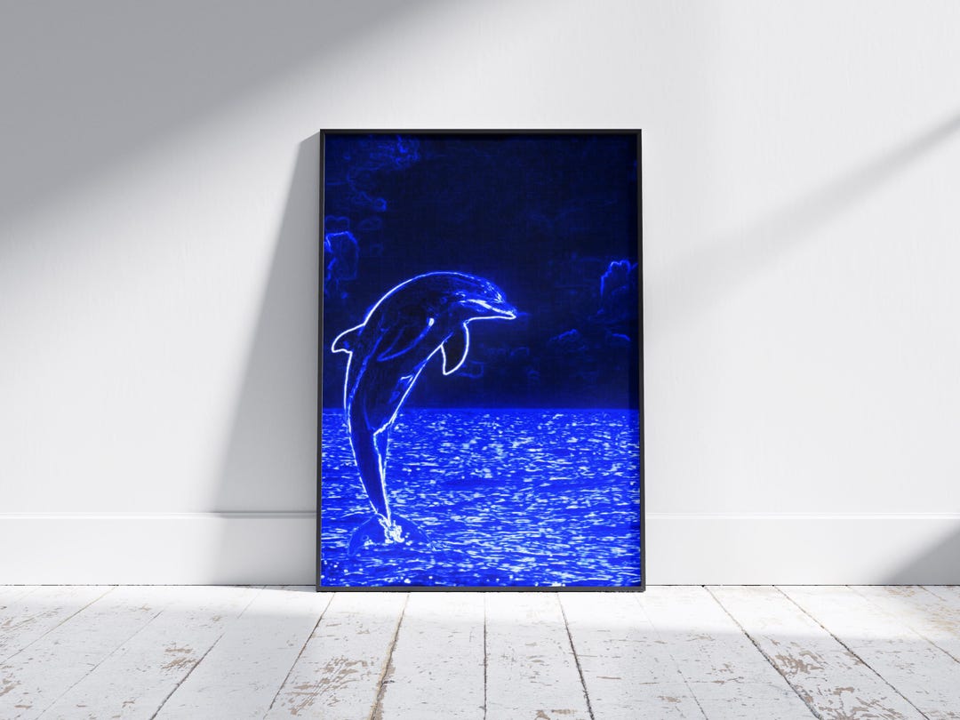 Dolphin Art Print Dolphin Ocean Wall Decor Vibrant Marine Life Poster ...