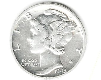 1943 D Mercury Dime - Circulated - 90% Silver