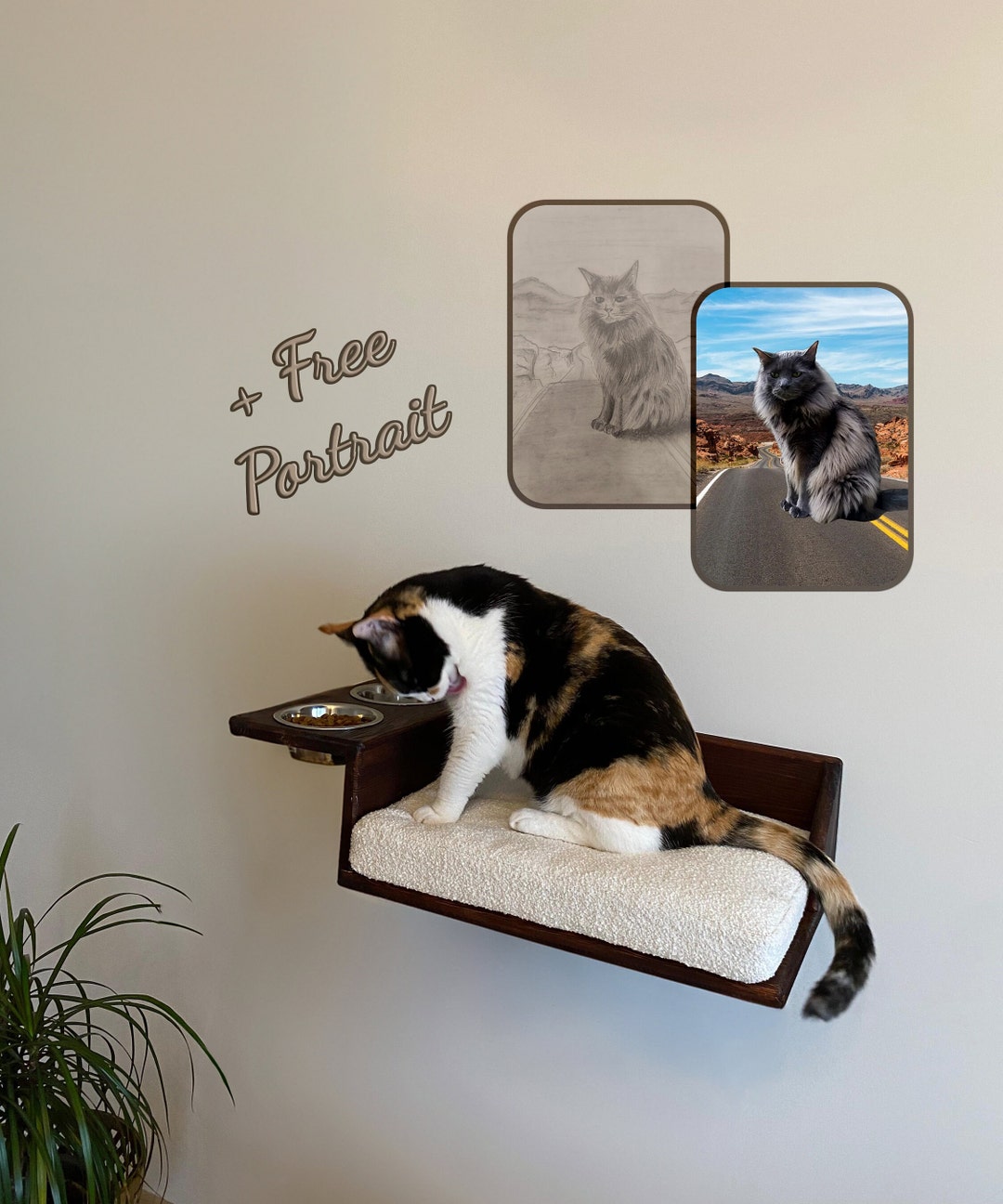 Cat Feeding Shelf for Valentines DIY Set Floating Shelves Metal Dish