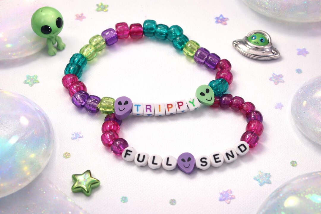 Alien Rave Kandi Bracelets | Trippy Full Send Festival Jewelry - Etsy