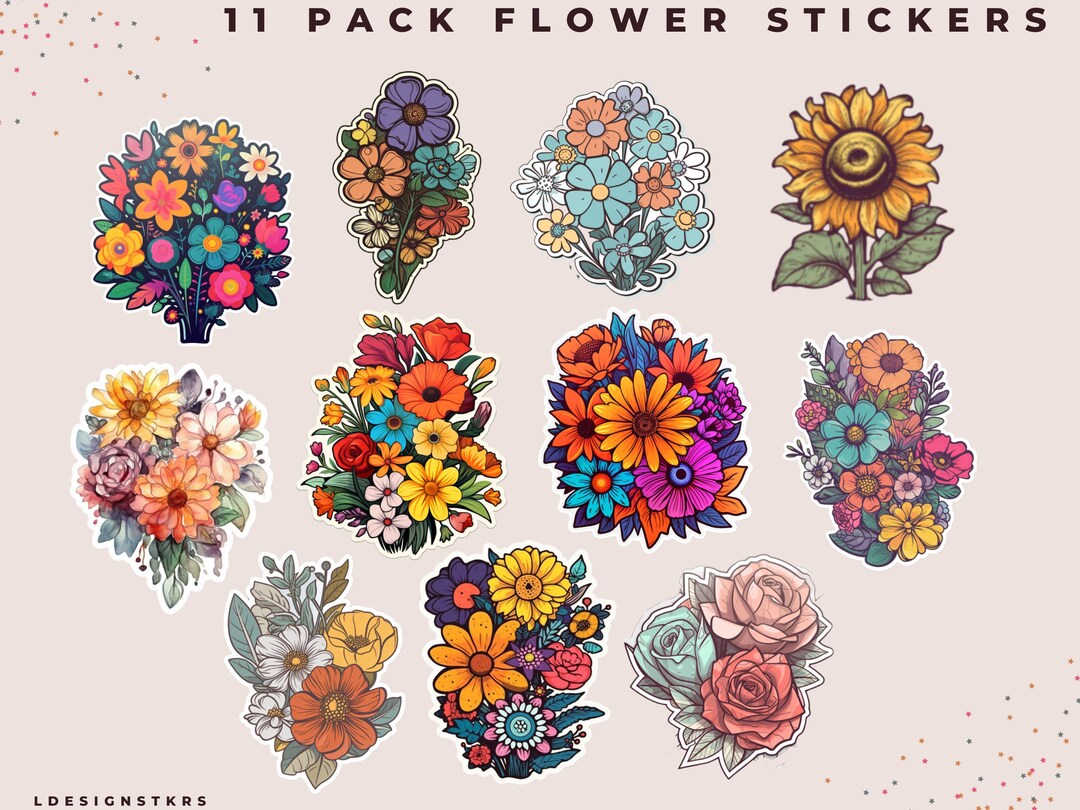 Flower Stickers for Laptop, Phone, Water Bottle, Kindle, Planner ...