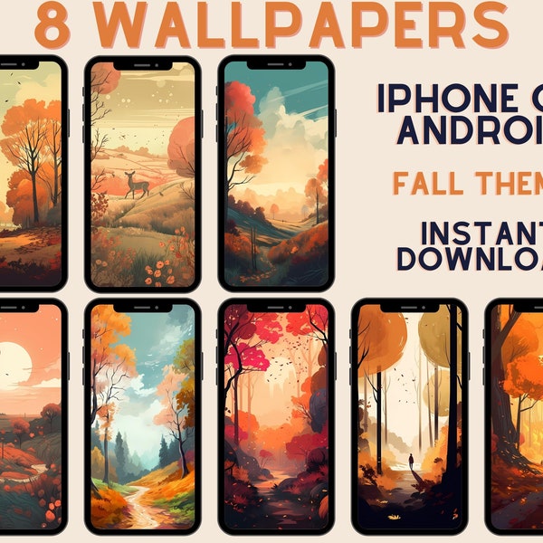 8 Mobile Wallpaper Instant Digital Download | iPhone iOS Android Phone Background | Smartphone Lock Screen | Fall / Autumn Theme