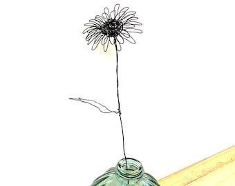 Handmade Wire Flower Sculpture: Modern Home Decor, Office Art