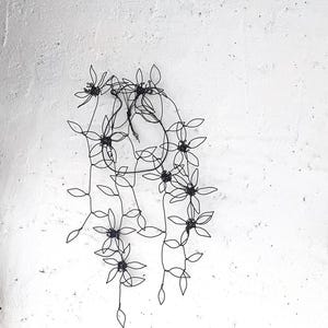 Clematis wire flower in vase / Hanging plants / Wire office decoration/ Home wire decoration / Wall decoration