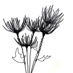 Chrysanthemum wire flowers bouquet from five flowers/ Wire office decoration/ Home wire decoration/ 3D flowers / November birth flower.