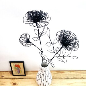 Peony wire flowers bouquet from two flowers/ Decorative wirework/ Home wire decoration/ 3D flowers / November birth flower.