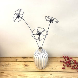 Poppy wire flowers bouquet from three flowers/ Wire office decoration/ Home wire decoration.